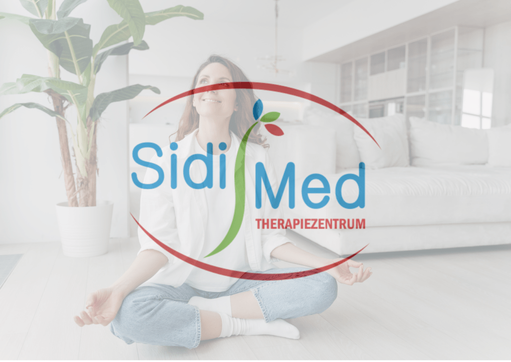 Frau sitzt im Schneidersitz und meditiert